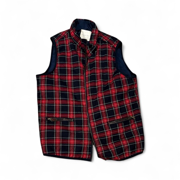 Red and Blue Plaid Vest Copper Key Large - Picture 2 of 2